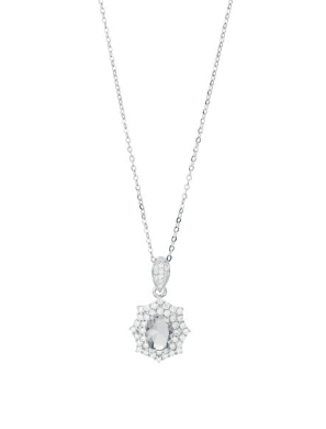 Boccadamo - Collana con cristallo pendente ovale acquamarina con cornice di zirconi