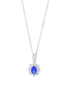 Boccadamo - Collana con cristallo pendente ovale blu con cornice di zirconi in Collane Alba Gioielli - Casoria, commercioVirtuoso.it