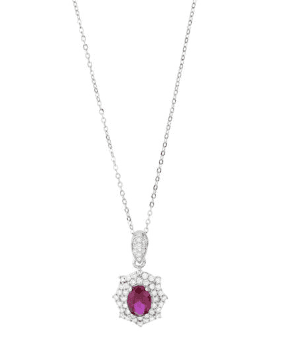 Boccadamo - Collana con cristallo pendente ovale rubino con cornice di zirconi in Collane Alba Gioielli - Casoria, commercioVirtuoso.it