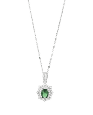 Boccadamo - Collana con cristallo pendente ovale verde con cornice di zirconi in Collane Alba Gioielli - Casoria, commercioVirtuoso.it