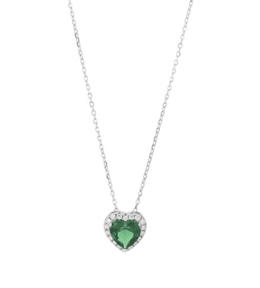 Boccadamo - Collana con cristallo pendente verde a cuore con cornice di zirconi in Collane Alba Gioielli - Casoria, commercioVirtuoso.it