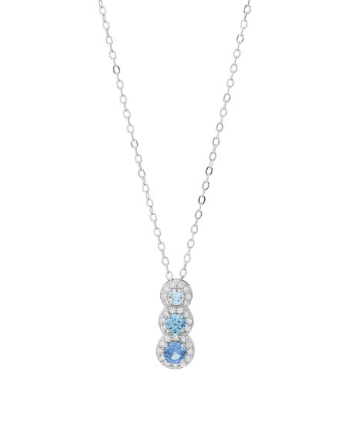 Boccadamo - Collana con fila di cristalli pendenti circolari cristal, acquamarina, blu tanzanite e zirconi