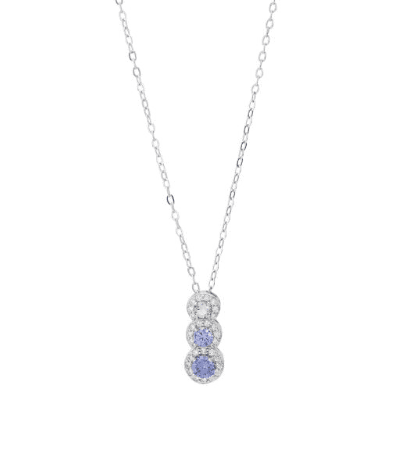 Boccadamo - Collana con fila di cristalli pendenti circolari cristal, tanzanite, viola e zirconi