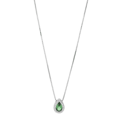 Boccadamo - Collana con pendente a goccia verde e zirconi