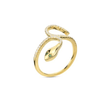 Boccadamo - Anello oro giallo a serpente con zirconi