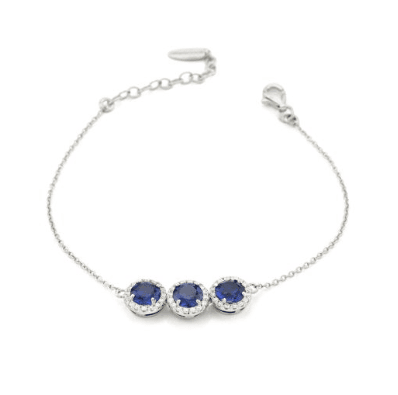 Boccadamo  -  Bracciale con centrale a tre cristalli blu e zirconi