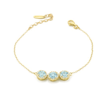 Boccadamo  -  Bracciale oro giallo con centrale a tre cristalli acquamarina e zirconi