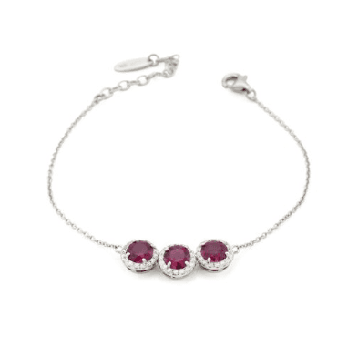 Boccadamo - Bracciale con centrale a tre cristalli rubino e zirconi in Bracciali Alba Gioielli - Casoria, commercioVirtuoso.it