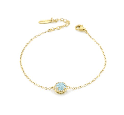 Boccadamo  -  Bracciale oro giallo con cristallo centrale acquamarina e inserti di zirconi grandi