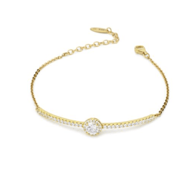 Boccadamo  - Bracciale oro giallo con cristallo centrale bianco e inserti di zirconi grandi