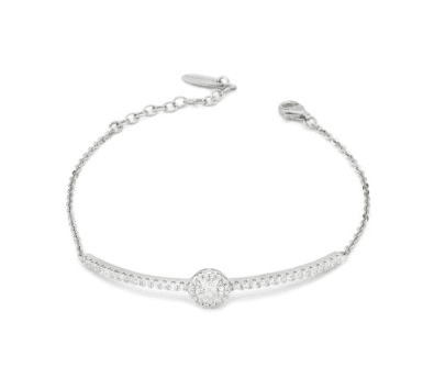 Boccadamo  - Bracciale con cristallo centrale bianco e inserti di zirconi grandi