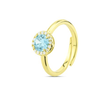 Boccadamo - Anello oro giallo con zircone acquamarina e zirconi bianchi in Anelli Alba Gioielli - Casoria, commercioVirtuoso.it