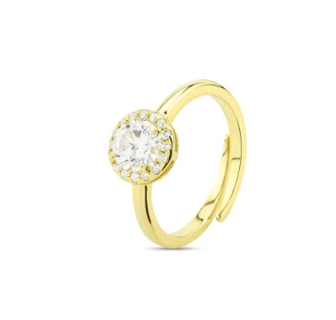 Boccadamo  -  Anello oro giallo con zircone bianco centrale e zirconi bianchi