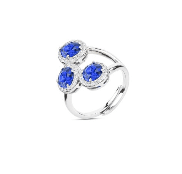 Boccadamo - Anello con tre zirconi tanzanite centrali e zirconi bianchi in Anelli Alba Gioielli - Casoria, commercioVirtuoso.it