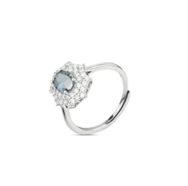 Boccadamo  -  Anello con cristallo ovale acquamarina circondato da zirconi in Anelli Alba Gioielli - Casoria, commercioVirtuoso.it