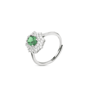 Boccadamo  -  Anello con cristallo ovale verde chiaro circondato da zirconi in Anelli Alba Gioielli - Casoria, commercioVirtuoso.it