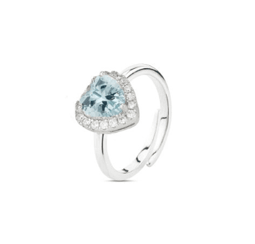 Boccadamo  -  Anello con cristallo a cuore acquamarina circondato da zirconi in Anelli Alba Gioielli - Casoria, commercioVirtuoso.it