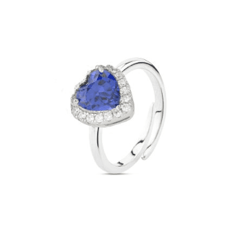 Boccadamo  -  Anello con cristallo a cuore rubino circondato da zirconi in Anelli Alba Gioielli - Casoria, commercioVirtuoso.it