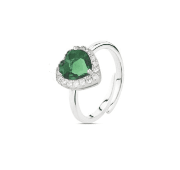 Boccadamo  - Anello con cristallo a cuore verde chiaro circondato da zirconi in Anelli Alba Gioielli - Casoria, commercioVirtuoso.it