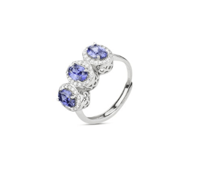Boccadamo - Anello con cristalli ovali centrali tanzanite circondati da zirconi in Anelli Alba Gioielli - Casoria, commercioVirtuoso.it