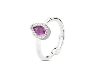 Boccadamo  -  Anello con cristallo a goccia rubino circondato da zirconi in Anelli Alba Gioielli - Casoria, commercioVirtuoso.it