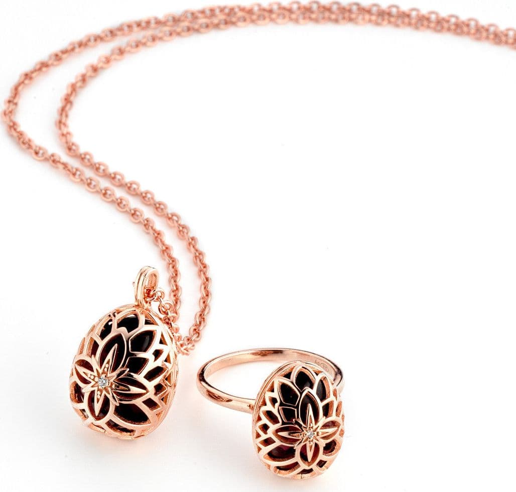 Tsars Collection - COLLANA WINDROSE IN ARGENTO ROSA E ONICE in Collane Alba Gioielli - Casoria, commercioVirtuoso.it