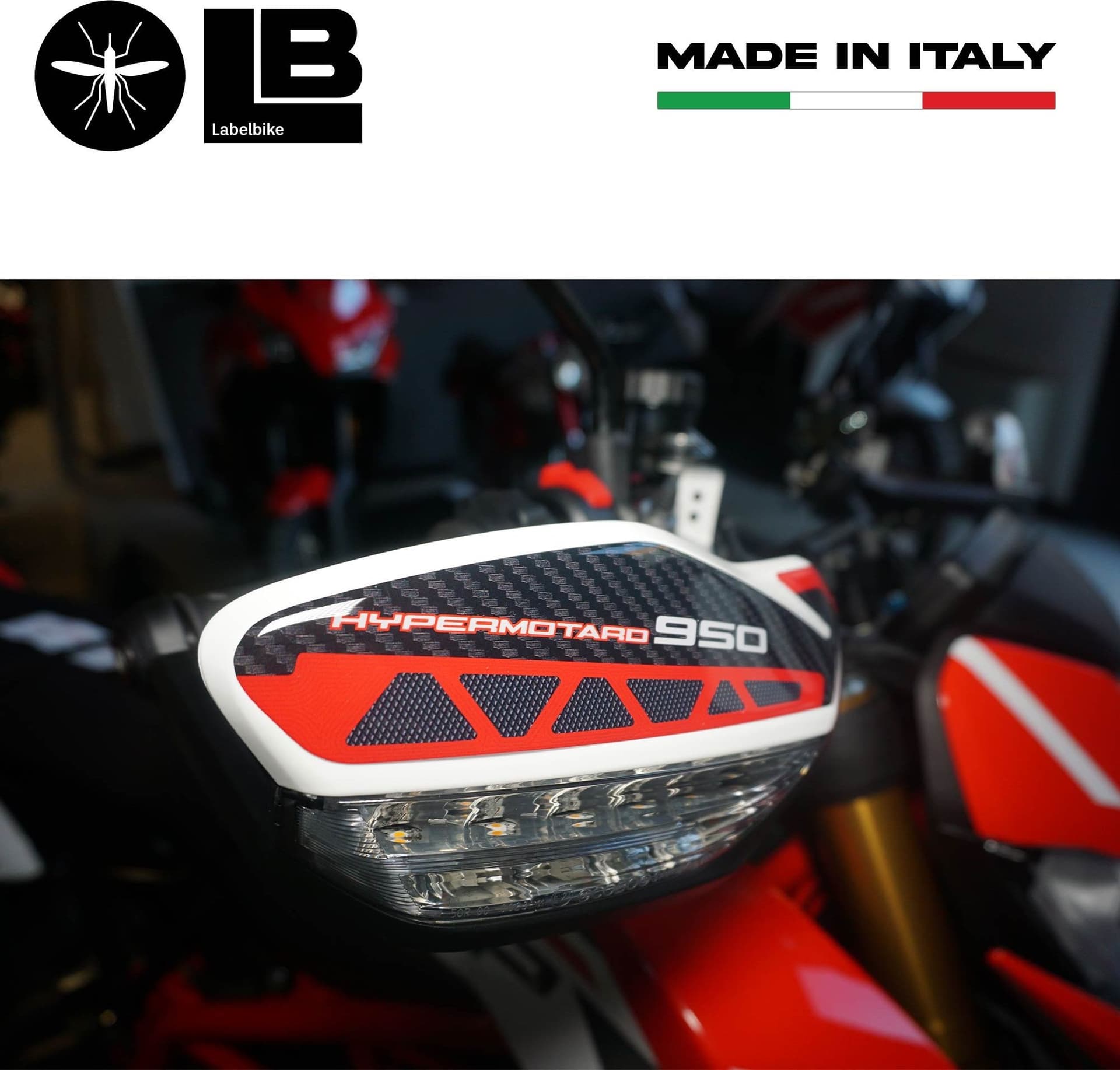 Adesivi 3D Protezioni paramani compatibili con Ducati Hypermotard 950 SP 2019-24 in Decalcomanie adesivi e magneti LabelBike - Bibbiano, commercioVirtuoso.it