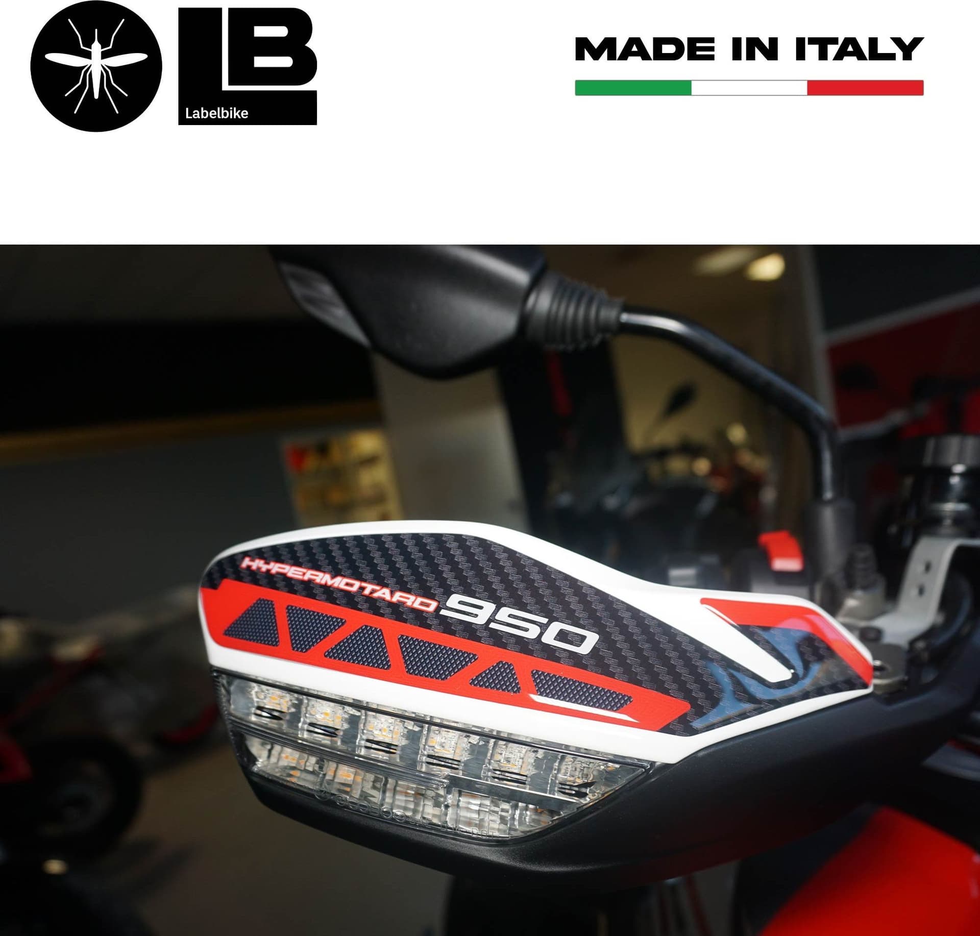 Adesivi 3D Protezioni paramani compatibili con Ducati Hypermotard 950 SP 2019-24 in Decalcomanie adesivi e magneti LabelBike - Bibbiano, commercioVirtuoso.it