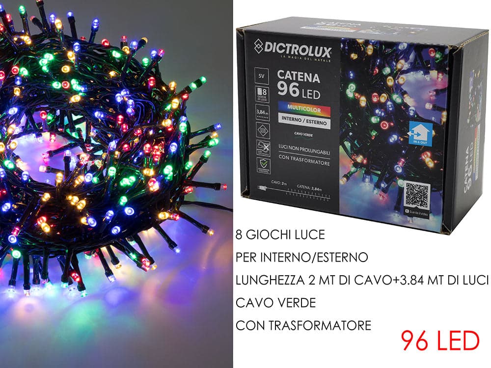Catena 96 led - multicolor per esterno in Catene luminose Save The Money - Rimini, commercioVirtuoso.it