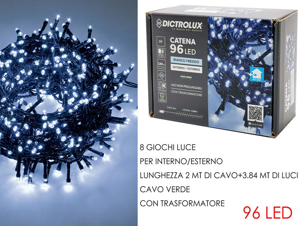 Catena 96 led - bianco freddo in Catene luminose Save The Money - Rimini, commercioVirtuoso.it