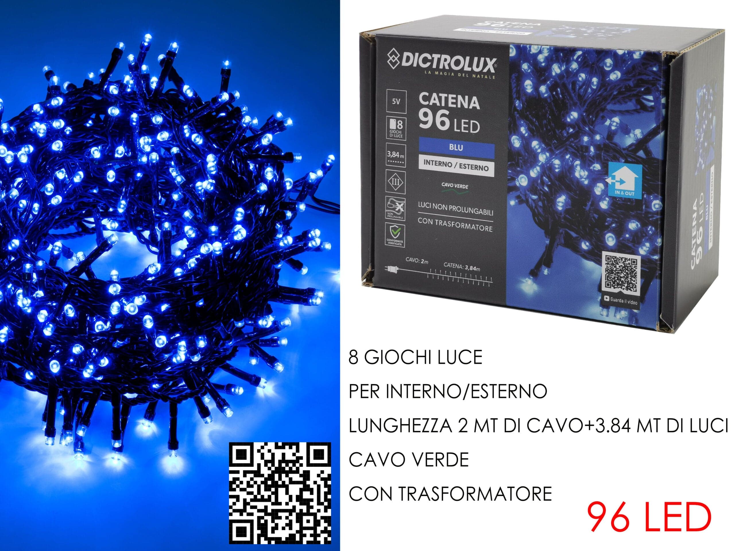 96 Luci Led Blu Per Esterno