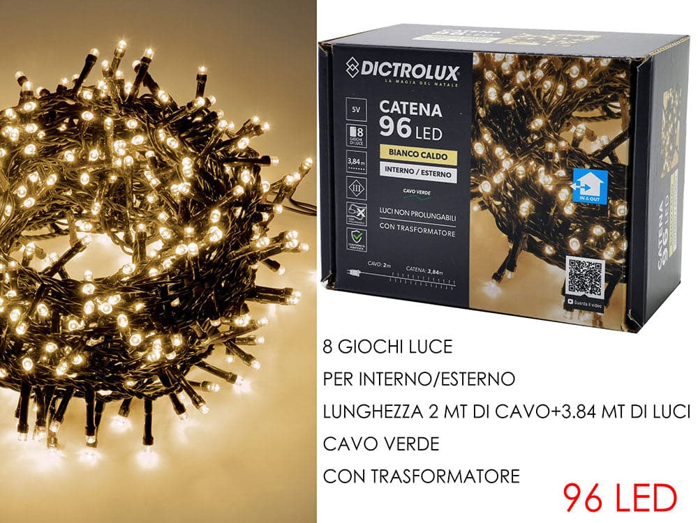 Catena 96 led - bianco caldo in Catene luminose Save The Money - Rimini, commercioVirtuoso.it