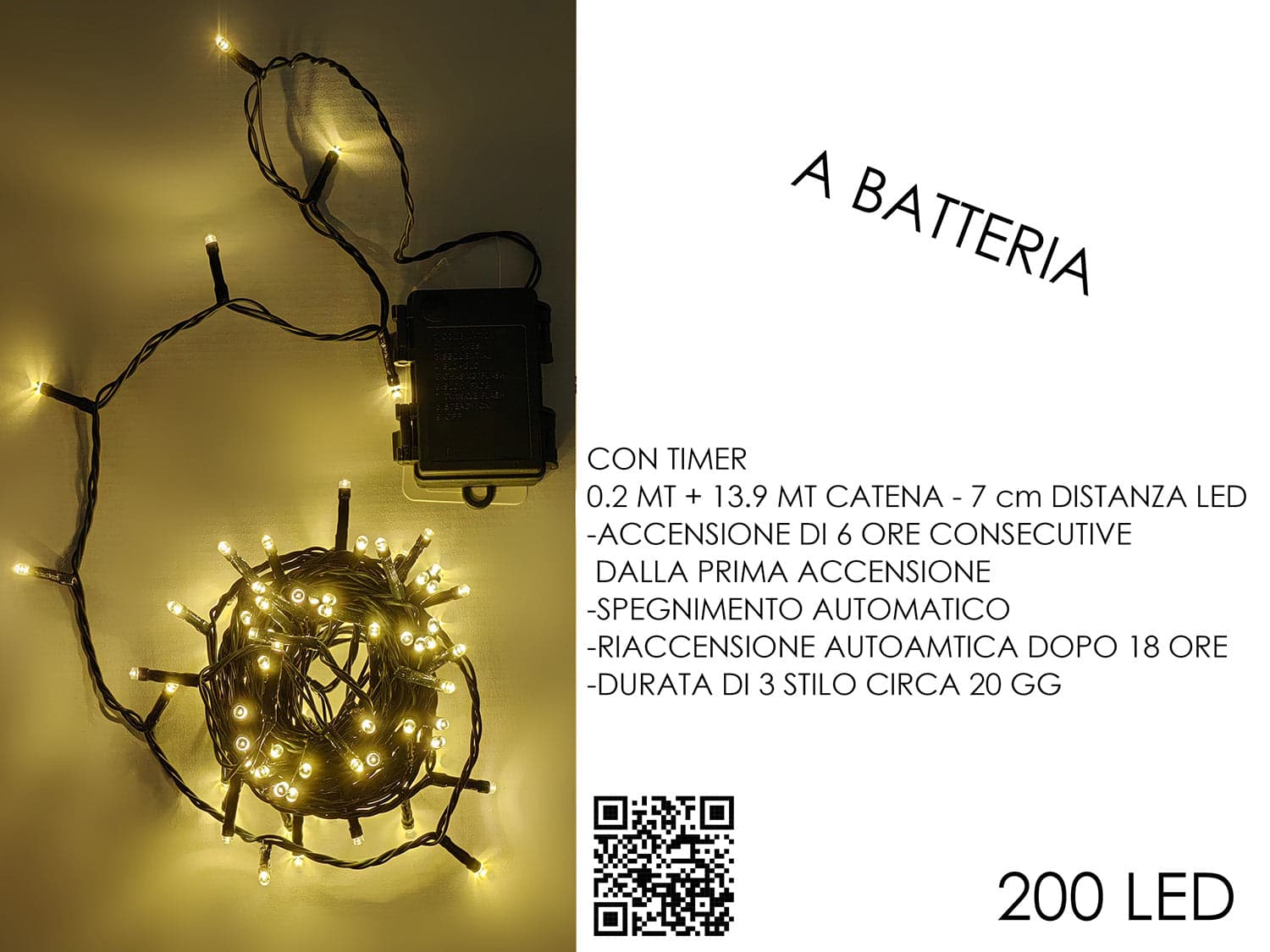 Catena Bianco Caldo 200 Led per Esterno in Catene luminose Save The Money - Rimini, commercioVirtuoso.it