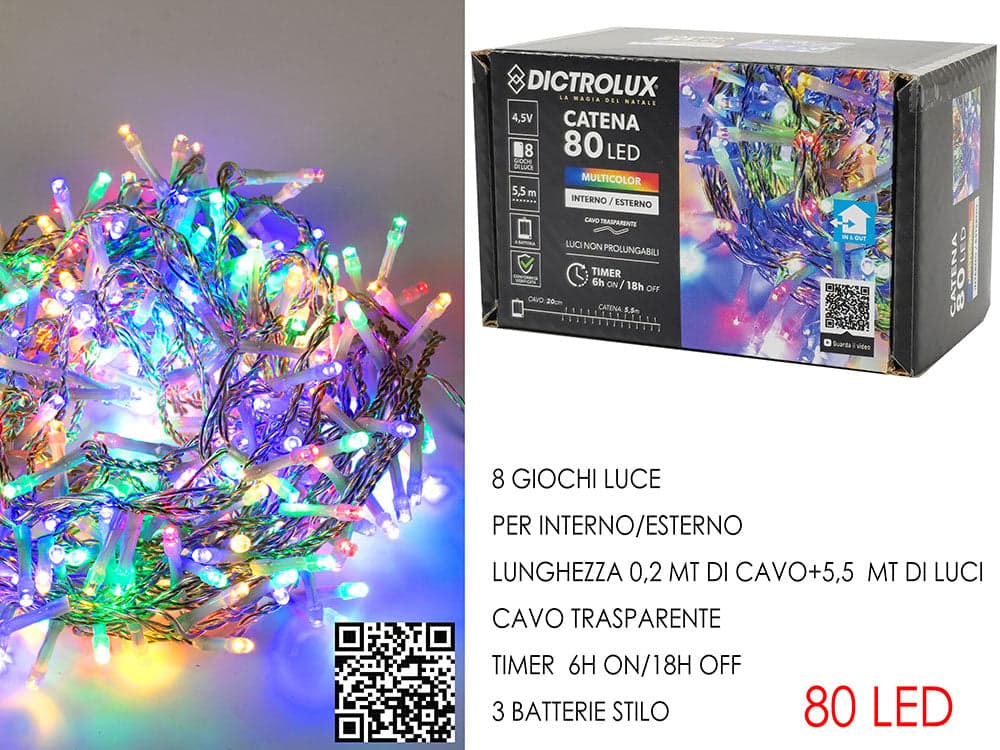 Catena 80 Led per esterno Multicolor in Catene luminose Save The Money - Rimini, commercioVirtuoso.it
