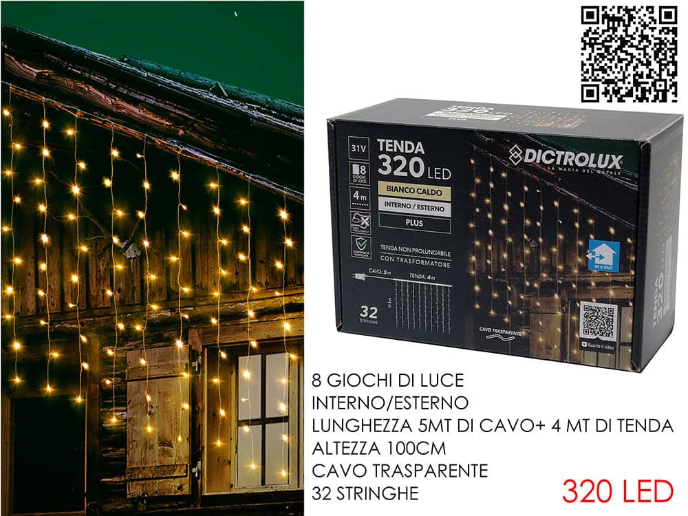 Tenda bianco caldo 4mt 320led in Catene luminose Save The Money - Rimini, commercioVirtuoso.it
