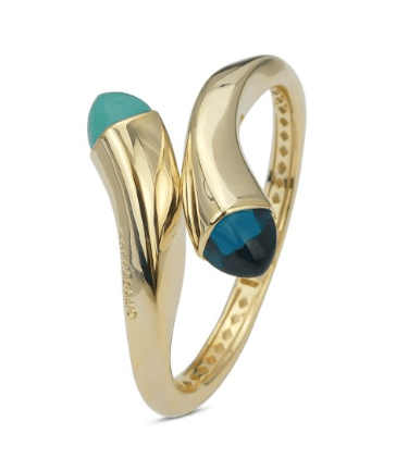 Boccadamo -  Bracciale contrariè placcato oro con cristalli emerald e amazzonite