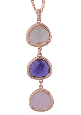 Boccadamo - Collana con pendente di cristalli color pesca trasparente, viola e quarzo rosa in Collane Alba Gioielli - Casoria, commercioVirtuoso.it