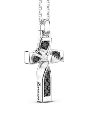 Zancan  Collana in argento con pendente a croce e spinelli neri. in Collane Alba Gioielli - Casoria, commercioVirtuoso.it