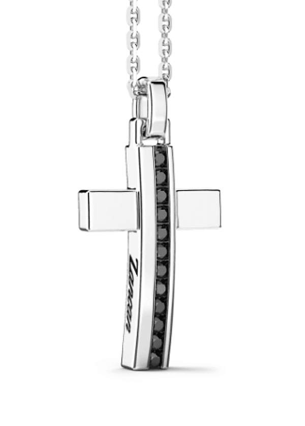 Zancan  Collana  in argento con pendente a croce e pietre nere. in Collane Alba Gioielli - Casoria, commercioVirtuoso.it