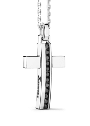 Zancan  Collana  in argento con pendente a croce e pietre nere. in Collane Alba Gioielli - Casoria, commercioVirtuoso.it