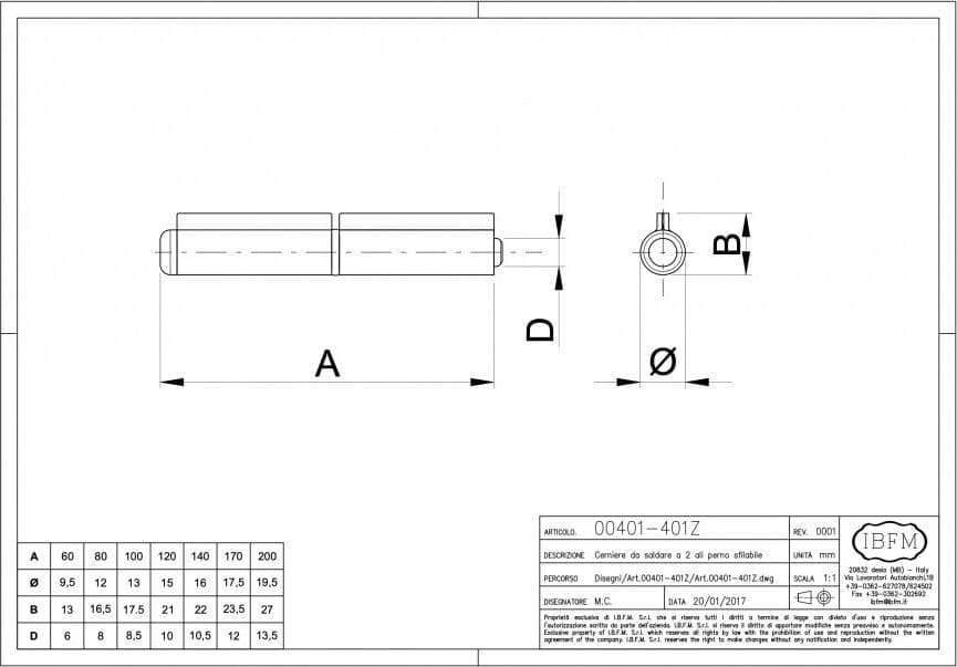 IBFM 80mm a 2 ali - 2pz cerniera da saldare per porte a battente in metallo in Cardini Aloiserw.com - Altomonte, commercioVirtuoso.it