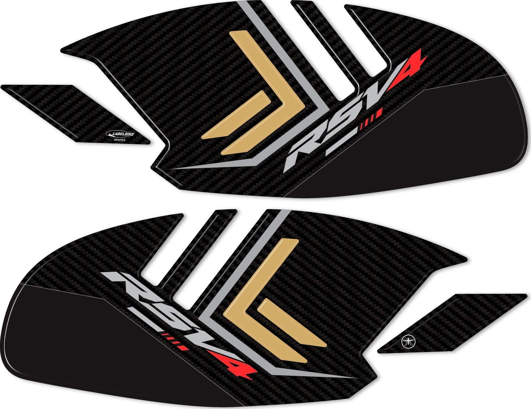 Adesivi 3D Protezioni Laterali serbatoio compatibili con Aprilia RSV4 2021-2023 in Decalcomanie adesivi e magneti LabelBike - Bibbiano, commercioVirtuoso.it