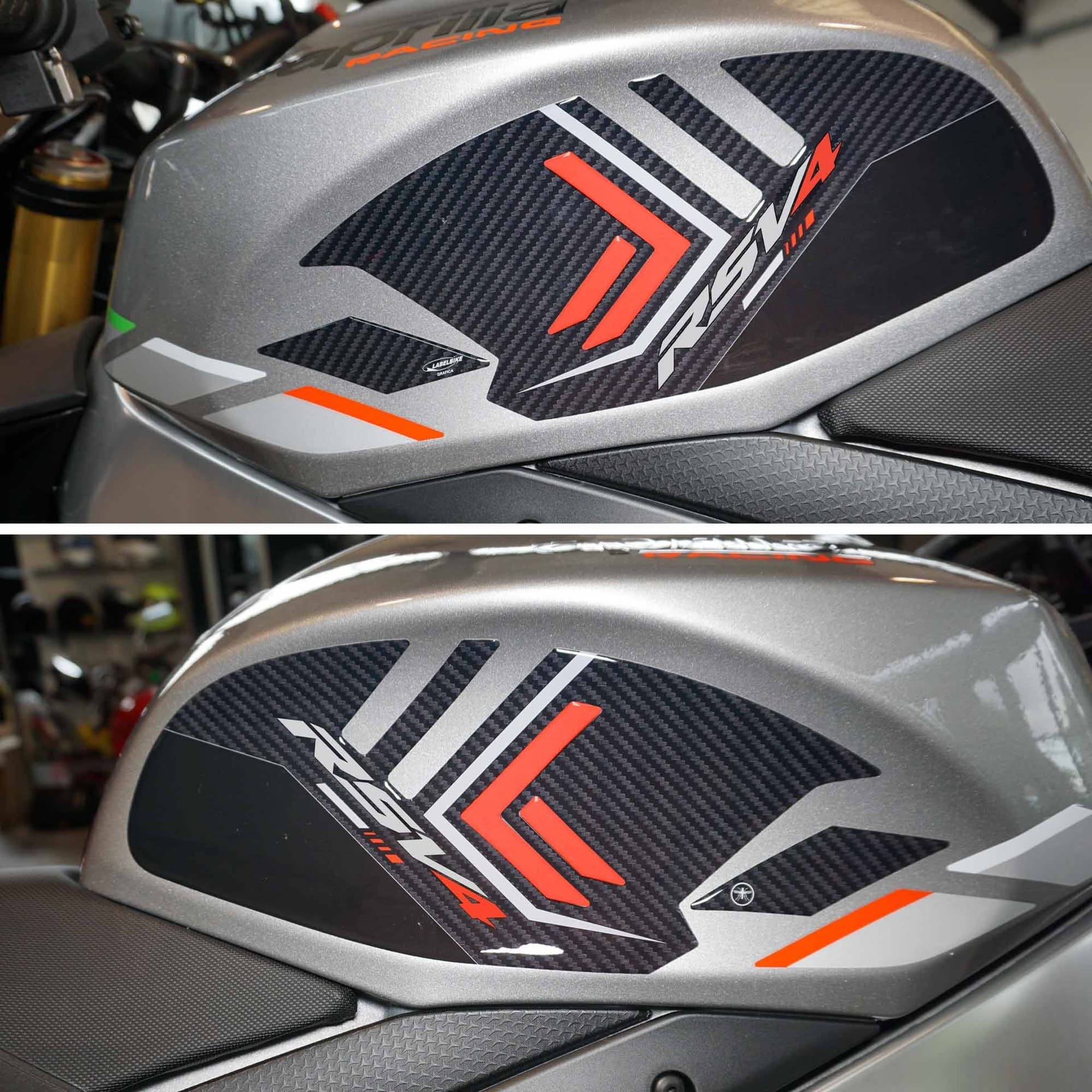 Adesivi 3D Protezioni Laterali serbatoio compatibili con Aprilia RSV4 2021-2023 in Decalcomanie adesivi e magneti LabelBike - Bibbiano, commercioVirtuoso.it