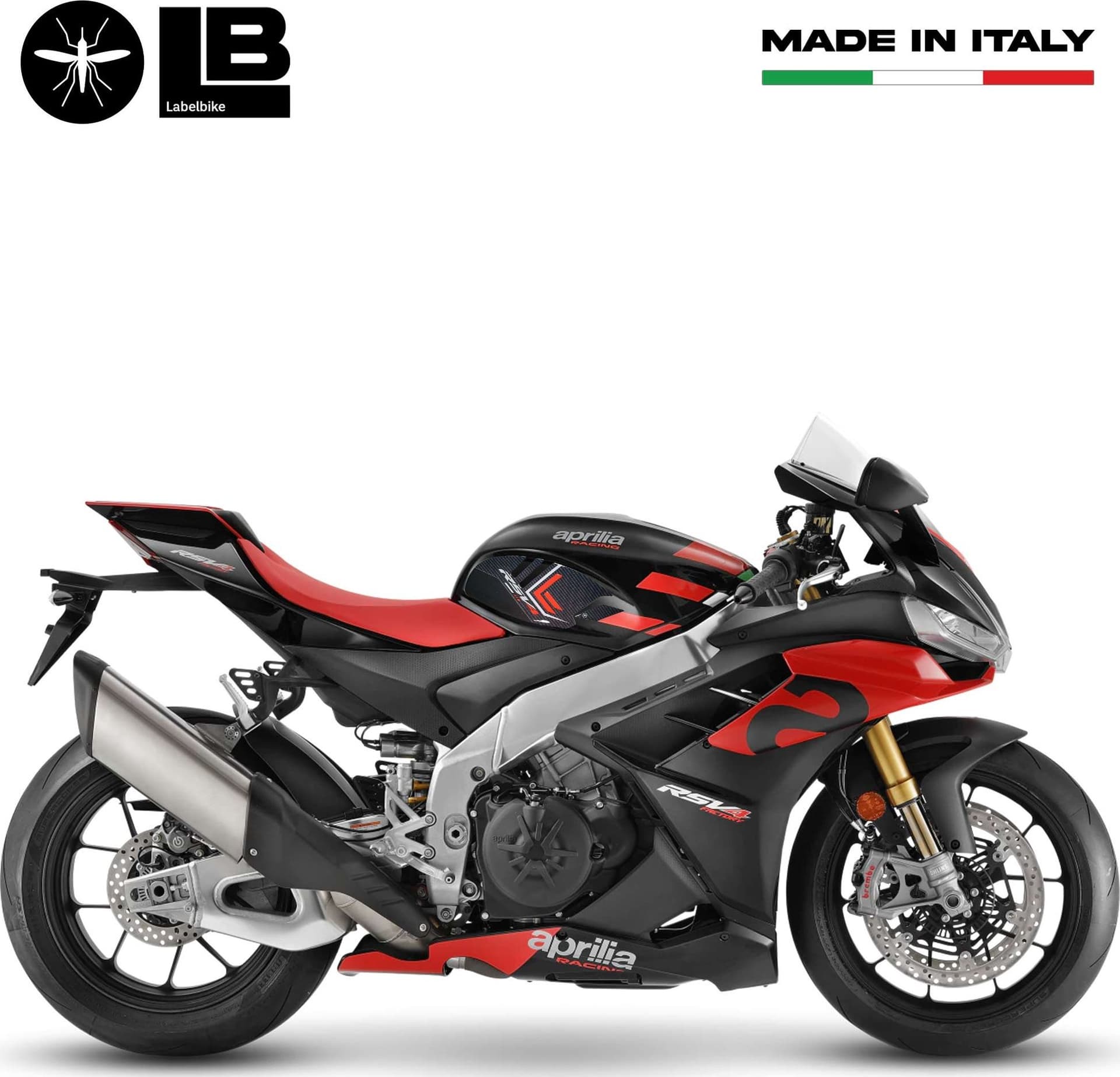 Adesivi 3D Protezioni Laterali serbatoio compatibili con Aprilia RSV4 2021-2023 in Decalcomanie adesivi e magneti LabelBike - Bibbiano, commercioVirtuoso.it
