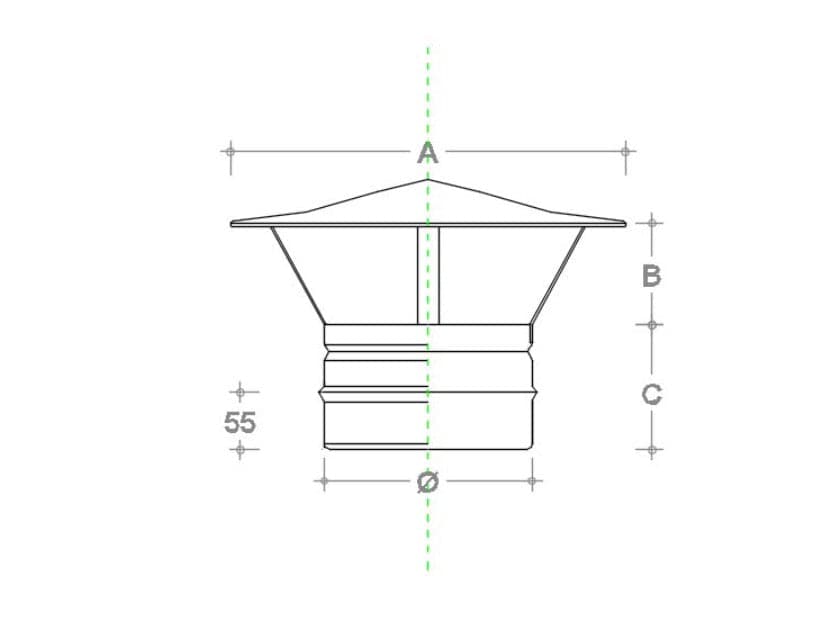 Fumaiolo da 130mm tipo cinese inox base tonda innesto M maschio in Fumaioli Aloiserw.com - Altomonte, commercioVirtuoso.it