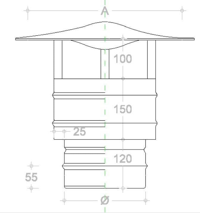 Fumaiolo da 150mm antivento inox base tonda innesto M maschio in Fumaioli Aloiserw.com - Altomonte, commercioVirtuoso.it