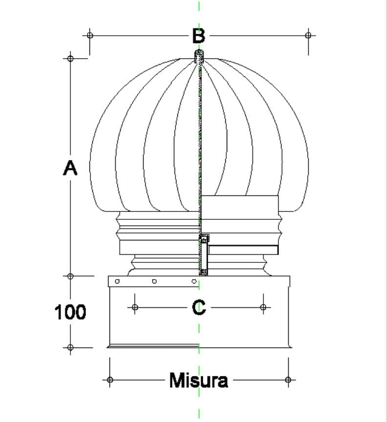 Fumaiolo da 45x45cm base quadra tipo radiante eolico inox AISI 304 in Comignoli Aloiserw.com - Altomonte, commercioVirtuoso.it