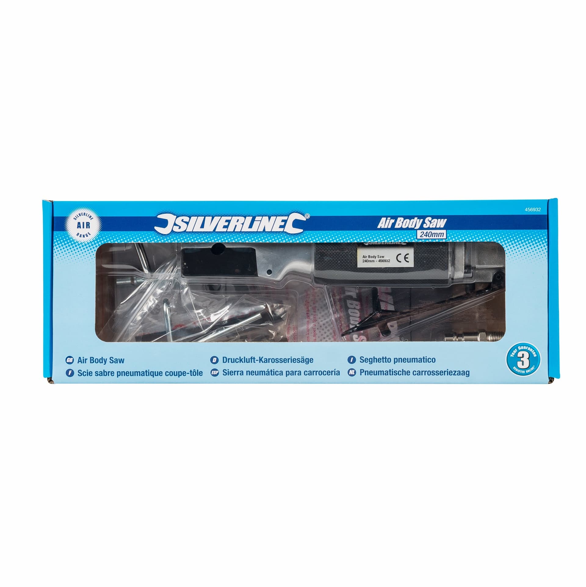 Sega Pneumatica Silverline 240mm con lama regolabile ad aria Silverline