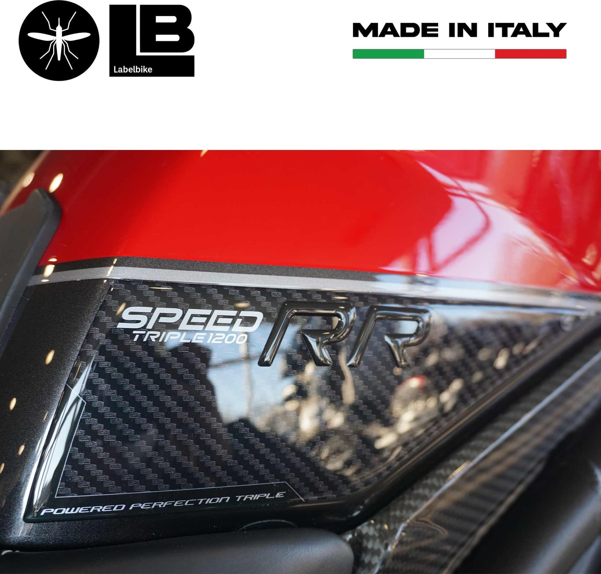 Adesivi 3D Serbatoio Laterali compatibili con Triumph Speed Triple 1200 RR in Decalcomanie adesivi e magneti LabelBike - Bibbiano, commercioVirtuoso.it