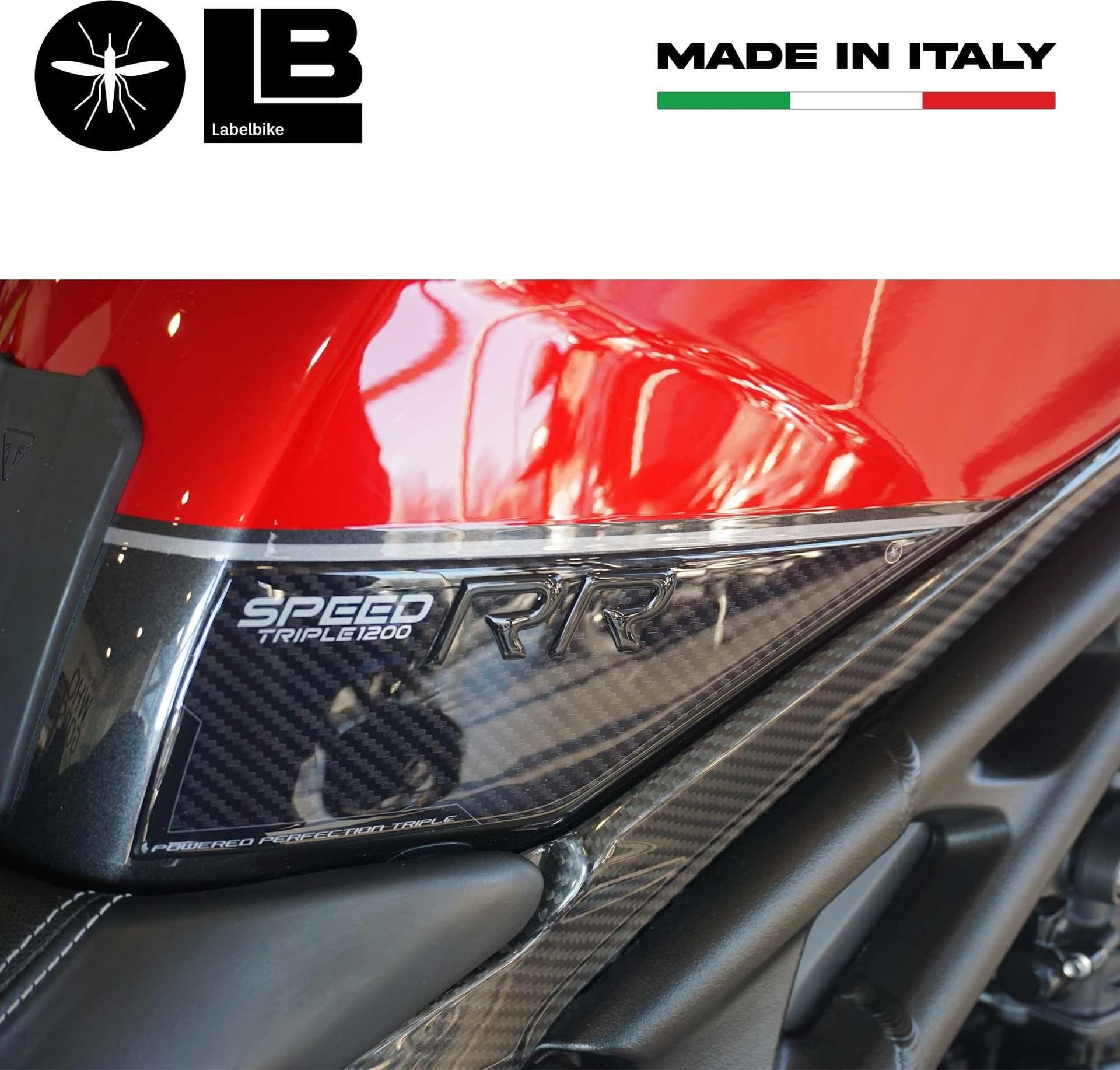 Adesivi 3D Serbatoio Laterali compatibili con Triumph Speed Triple 1200 RR in Decalcomanie adesivi e magneti LabelBike - Bibbiano, commercioVirtuoso.it